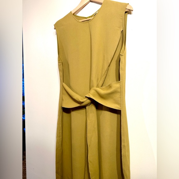 ARKET Crêpe Knot Dress - Mustard yellow Size large midi - Picture 6 of 14